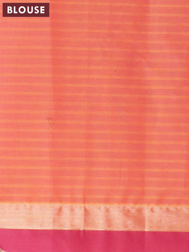 Nithyam cotton saree dual shade of pinkish orange and pink with thread & zari woven buttas and zari woven simple border