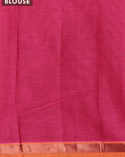 Nithyam cotton saree dark magenta and honey shade with allover thread weaves and zari woven simple border