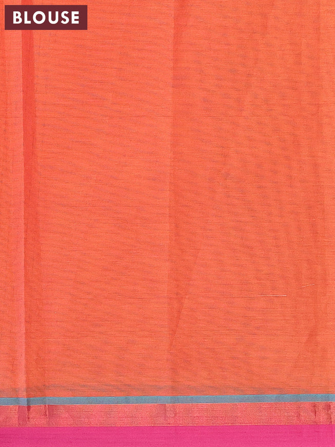 Nithyam cotton saree dual shade of orange and pink with allover thread weaves and zari woven simple border