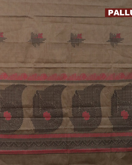 Nithyam cotton saree grey shade and maroon with thread woven buttas and zari woven border
