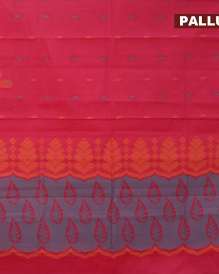 Nithyam cotton saree pink and mustard yellow with thread woven buttas and zari woven border