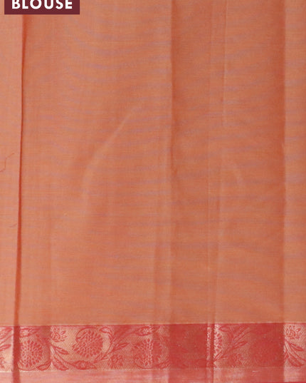 Nithyam cotton saree rust shade and maroon with thread woven buttas and zari woven simple border