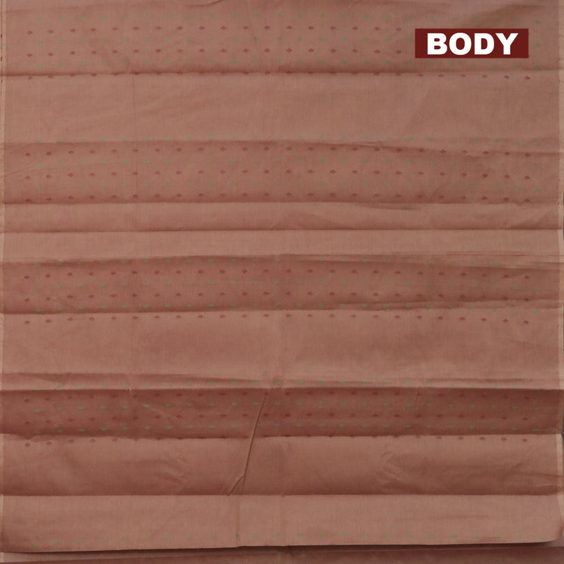 Nithyam cotton saree brown shade with allover thread woven buttas in borderless style