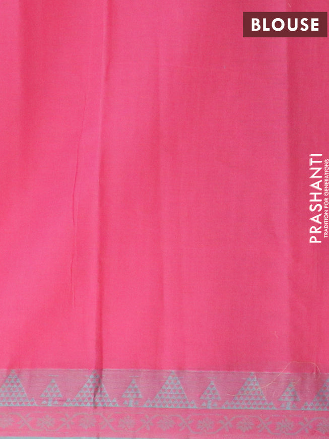 Nithyam cotton saree pink and blue with allover thread woven buttas and thread woven border