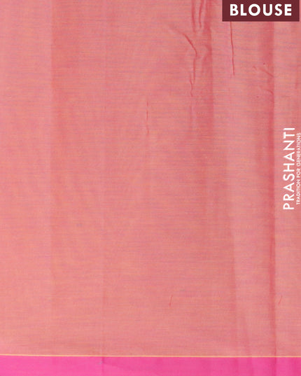 Nithyam cotton saree dual shade of yellowish pink and pink with allover thread stripes pattern & box type buttas and simple border