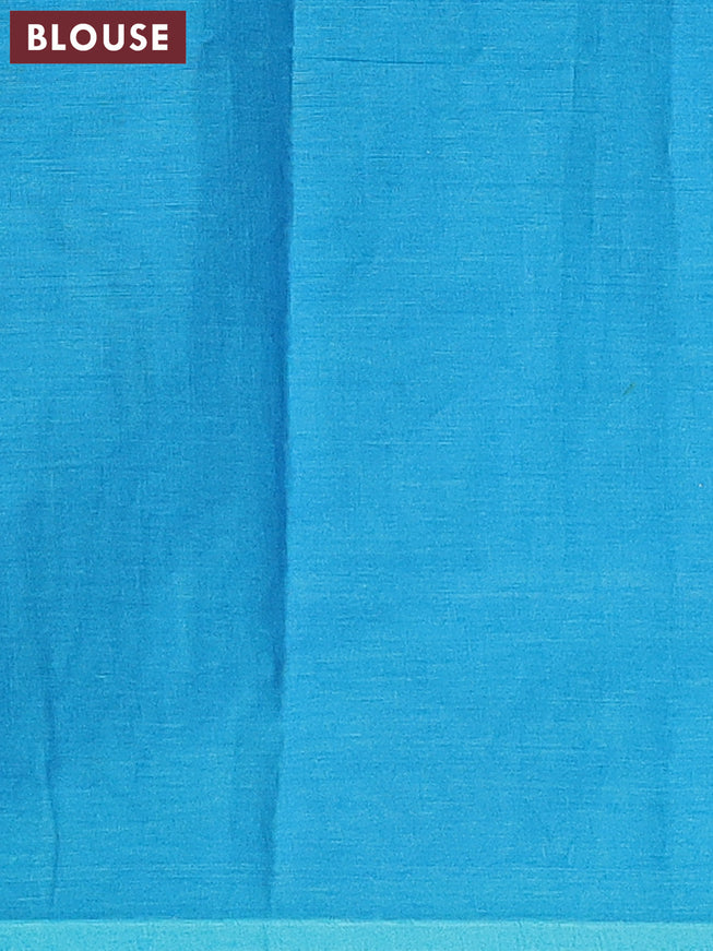 Nithyam cotton saree cs blue with geometric thread woven buttas in borderless style