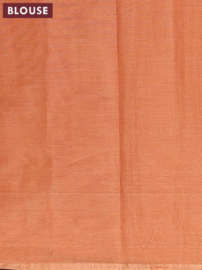 Nithyam cotton saree rust shade with geometric thread woven buttas in borderless style