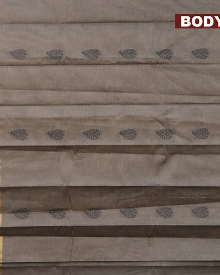 Nithyam cotton saree grey shade and grey with thread woven butta and zari woven thread butta border