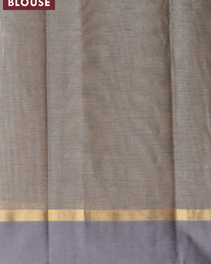 Nithyam cotton saree grey shade and grey with thread woven butta and zari woven thread butta border