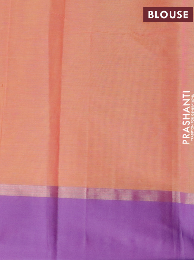 Nithyam cotton saree dual shade of pinkish yellow and violet with thread woven butta and zari woven thread butta border