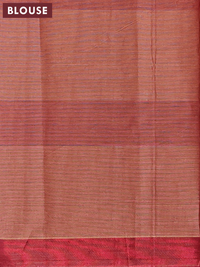 Nithyam cotton saree dual shade of beigish maroon and maroon with allover thread weaves & buttas and copper zari woven border