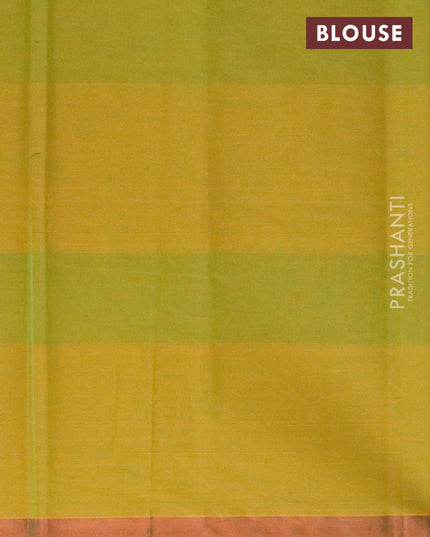 Nithyam cotton saree mustard green and dual shade of greenish maroon with allover thread weaves and zari woven border