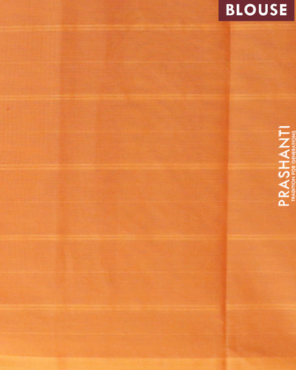 Nithyam cotton saree mustard orange with allover copper zari weaves & zari buttas in borderless style