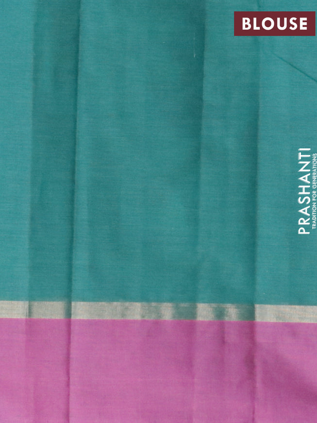 Nithyam cotton saree peacock blue and pink with paisley thread woven butta and zari woven thread butta border