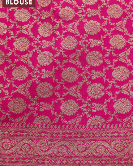 Pure banarasi crepe silk saree royal blue and pink with allover thread & zari butta weaves and woven border