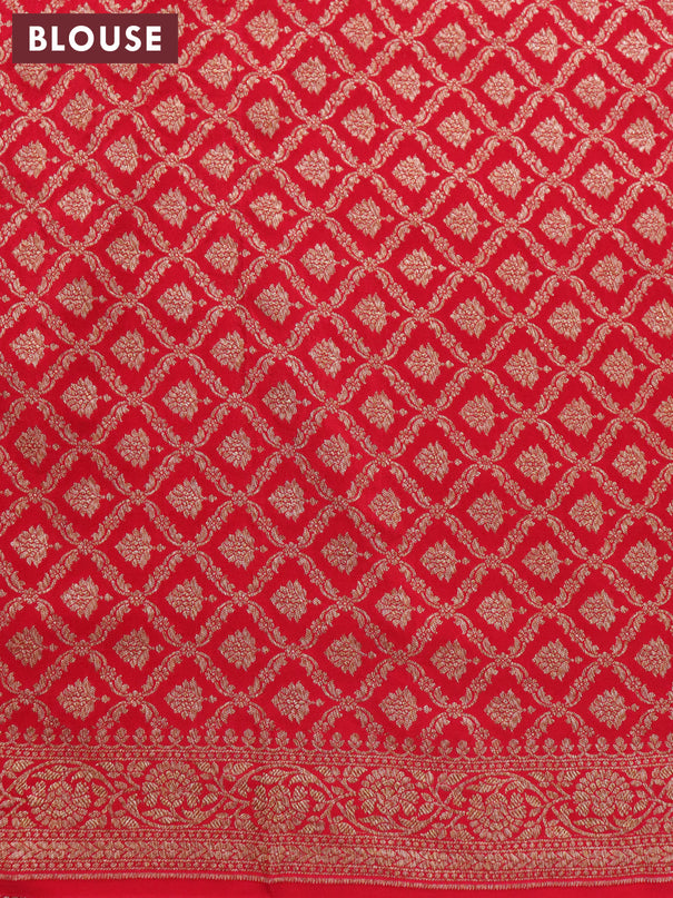 Pure banarasi crepe silk saree black and red with allover thread & zari butta weaves and woven border