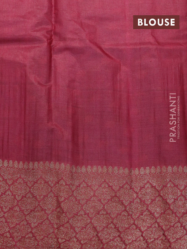 Banarasi tussar silk saree dark blue and maroon with allover thread & zari woven floral buttas and woven border