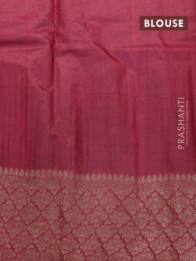 Banarasi tussar silk saree dark blue and maroon with allover thread & zari woven floral buttas and woven border