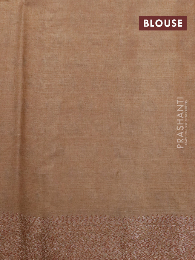 Banarasi tussar silk saree mustard yellow and sandal shade with allover thread & zari woven buttas and woven border