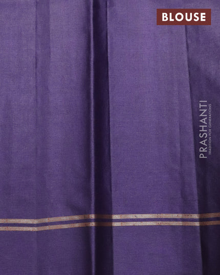 Banarasi tussar silk saree sandal and dark blue with allover thread & zari woven buttas and woven border