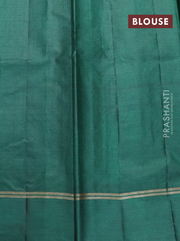 Banarasi tussar silk saree sandal and green with allover thread & zari woven buttas and woven border