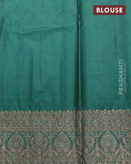 Banarasi tussar silk saree maroon and green with allover thread & zari weaves and woven border