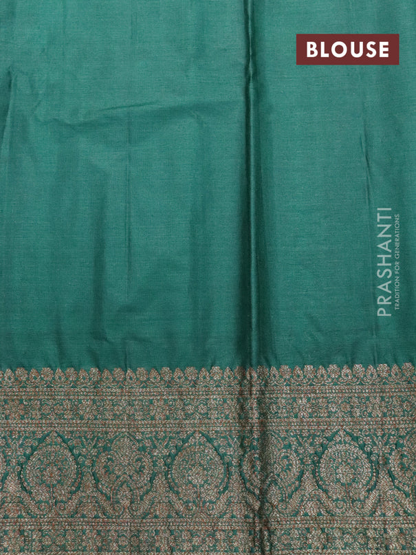 Banarasi tussar silk saree maroon and green with allover thread & zari weaves and woven border