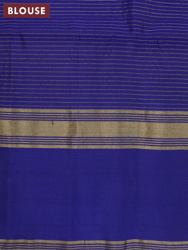 Pure soft silk saree orange and blue with allover zari checks & buttas and rettapet zari woven border
