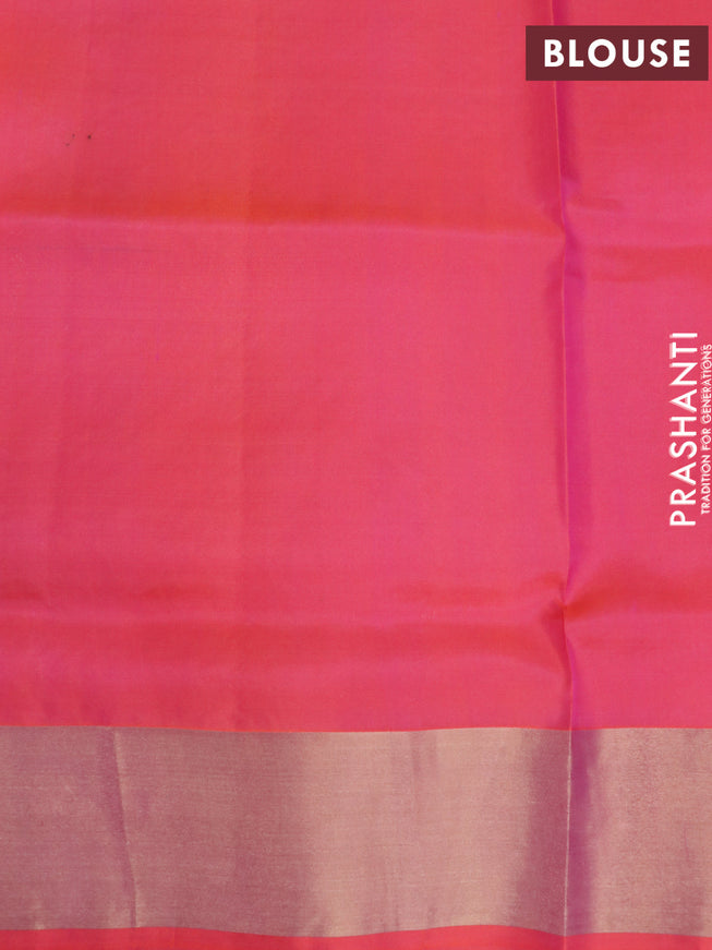 Pure soft silk saree cream and dual shade of pinkish orange with silver & gold zari woven buttas and zari woven border