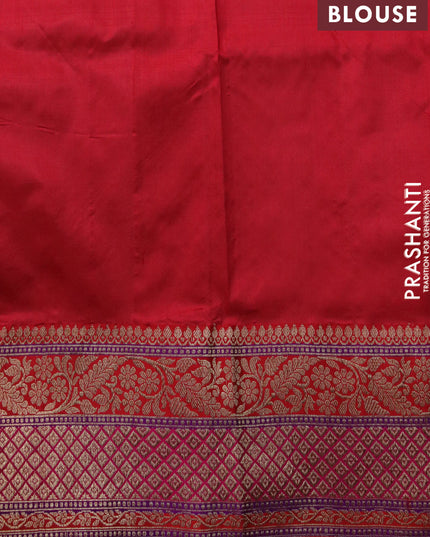 Pure banarasi katan silk saree black and red with allover zari weaves and zari woven border