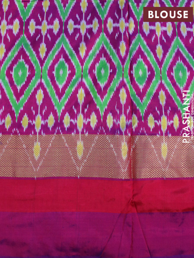 Pochampally silk saree blue with plain body and zari woven ganga jamuna border