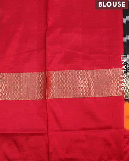 Pochampally silk saree black and red with allover zig zag weaves and simple border
