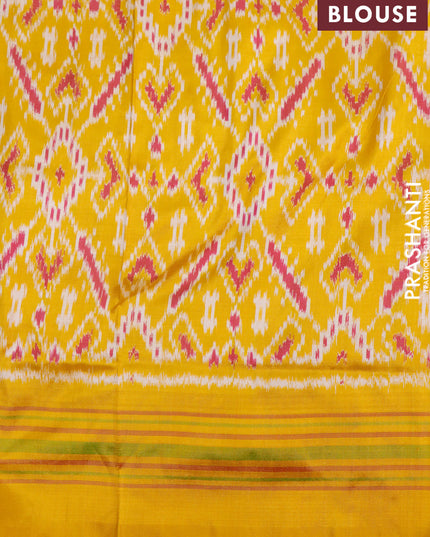 Pochampally silk saree black and mustard yellow with allover ikat weaves and simple border