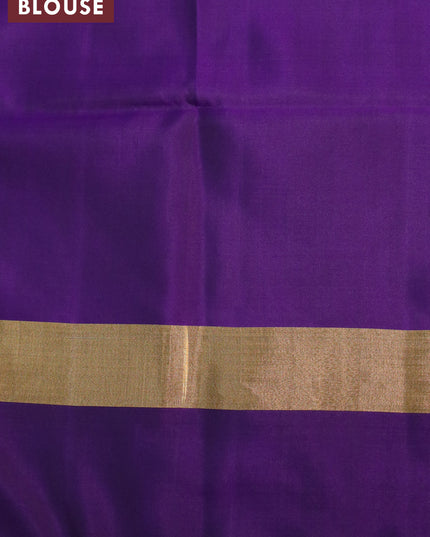 Ikat soft silk saree grey and deep violet with allover ikat weaves and zari woven simple border