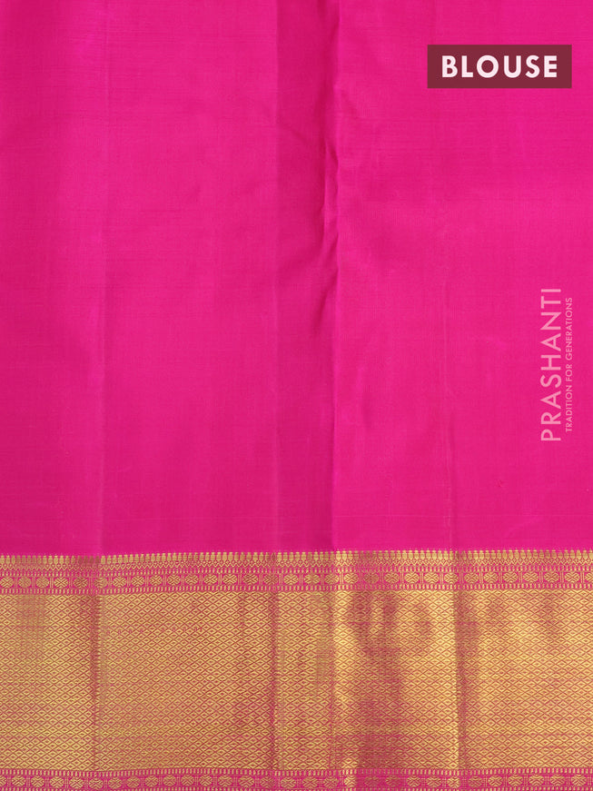 Pure kanjivaram silk saree magenta pink and pink with allover small zari checks & buttas and zari woven border