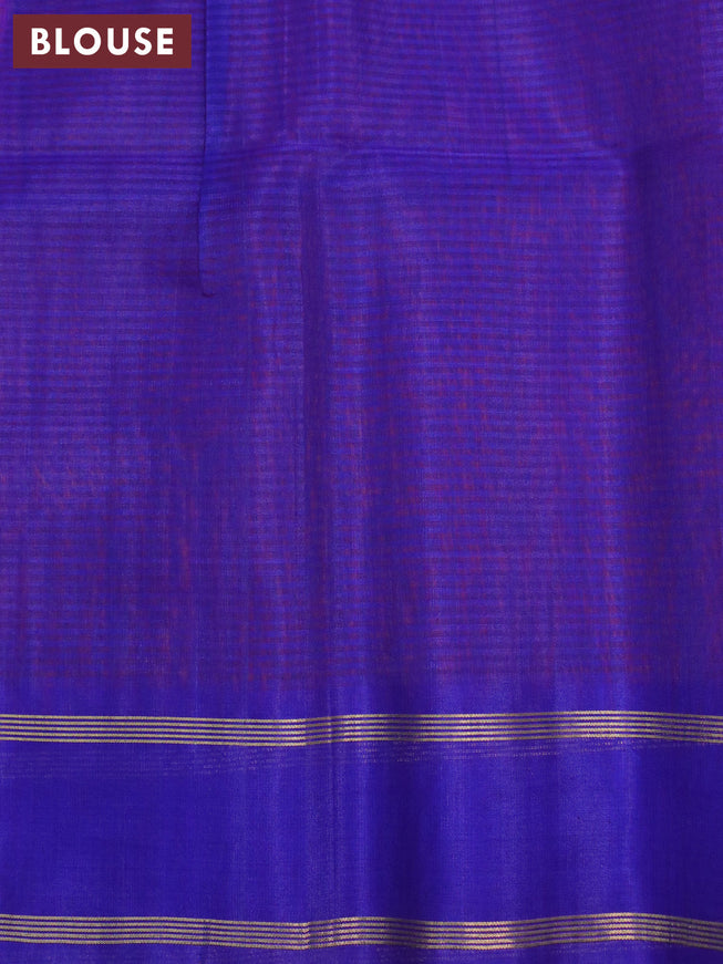 Kora silk cotton saree orange and royal blue with allover thread weaves and rettapet zari woven border
