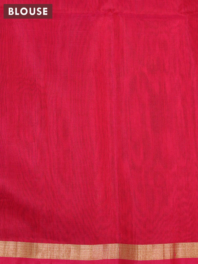 Kora silk cotton saree black and pink with silver & gold zari woven buttas and small zari woven border