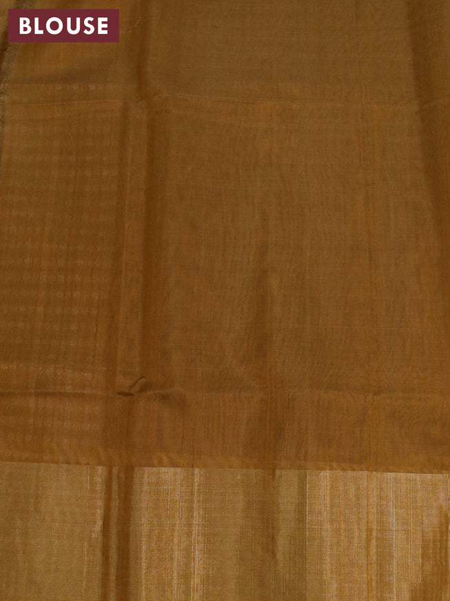 Kora silk cotton saree dark sap green with allover silver & gold zari weaves and zari woven border