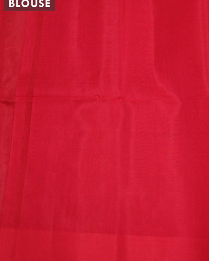 Kora silk cotton saree dual shade of rust and red with allover checked pattern and simple border