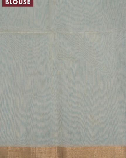Kora silk cotton saree light blue and cream with zari woven buttas and zari woven border