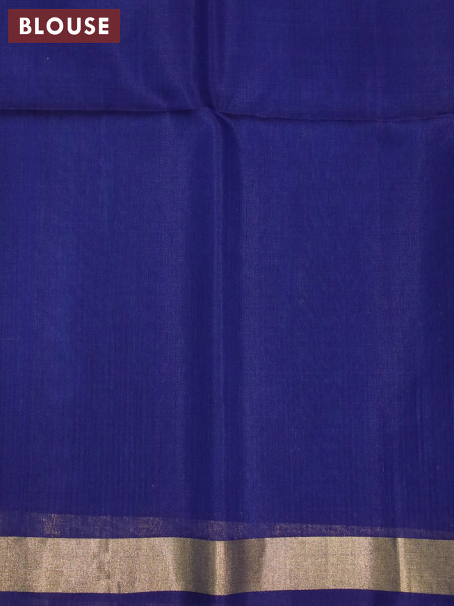 Kora silk cotton saree teal blue and blue with allover zari weaves and zari woven border