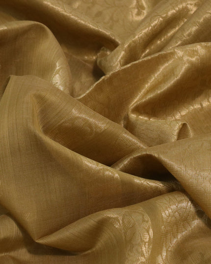 Kora silk cotton saree elaichi green with allover zari weaves and zari woven border