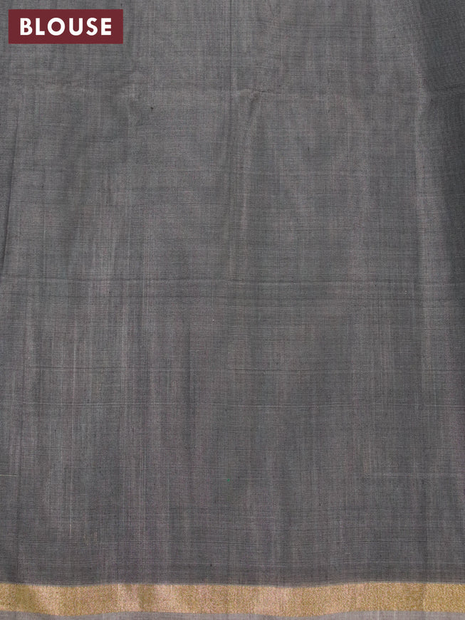 Kora silk cotton saree teal green and grey with allover zari woven buttas and zari woven piping border