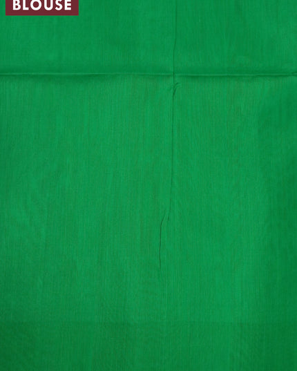 Kora silk cotton saree green shade and green with silver & gold zari woven buttas and simple border