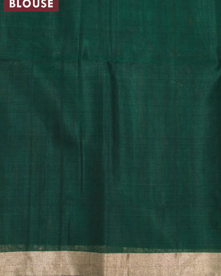 Kora silk cotton saree orange and green with zari woven buttas and zari woven border