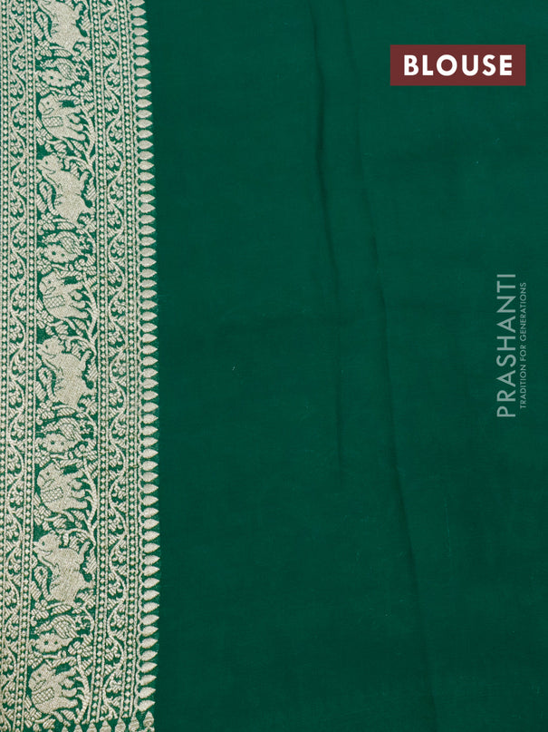 Pure banarasi georgette silk saree green with allover zari woven brocade weaves and woven border
