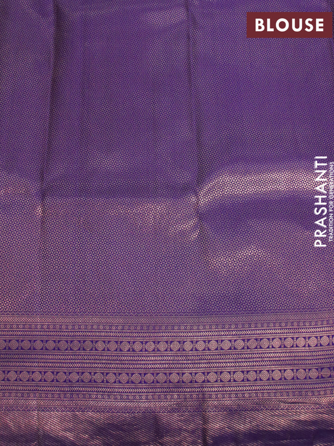 Pure kanjivaram silk saree pastel green and blue with allover digital prints & zari weaves and rudhraksha zari woven border