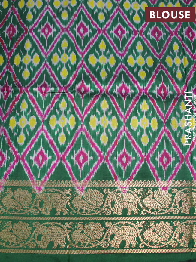 Pure kanjivaram silk saree maroon and green with allover floral digital prints and annam & elephant design zari woven border