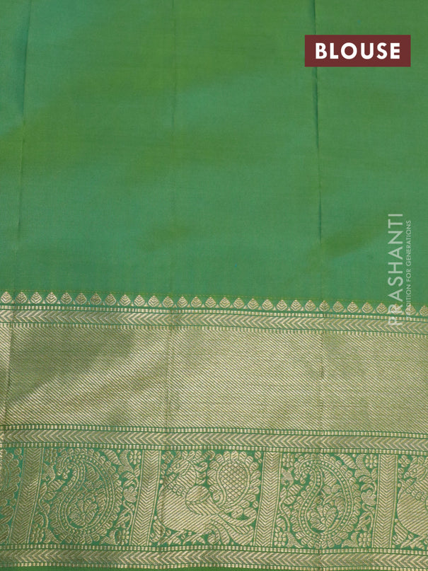 Pure gadwal silk saree dark pink and green with zari woven buttas and temple design zari woven border