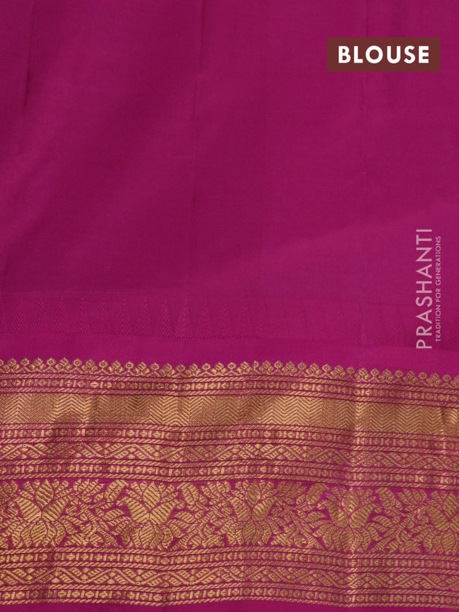 Pure gadwal silk saree teal green and pink with zari woven buttas and temple design zari woven border